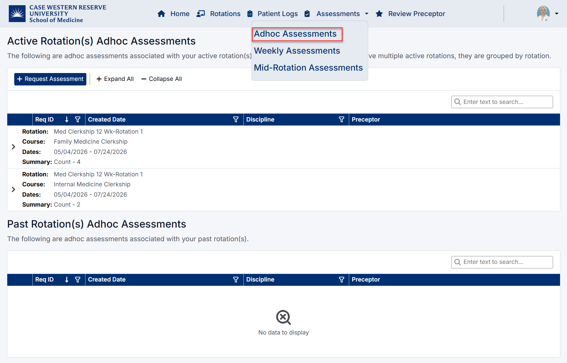 Adhoc Assessment Navigation