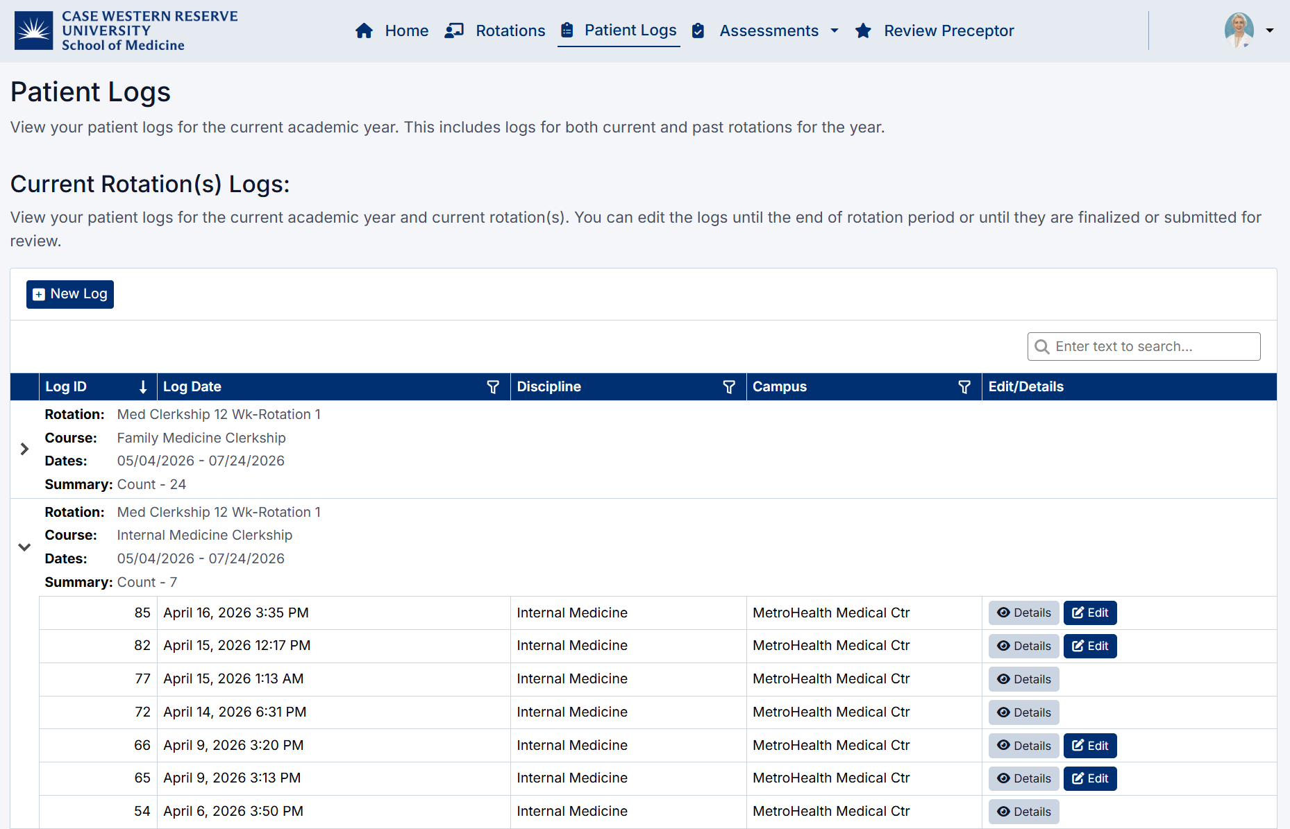 Patient Log Dashboard