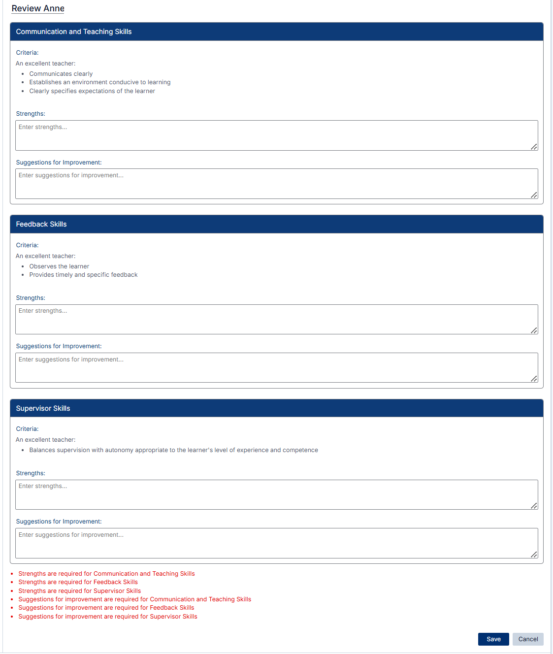 Preceptor Review Form